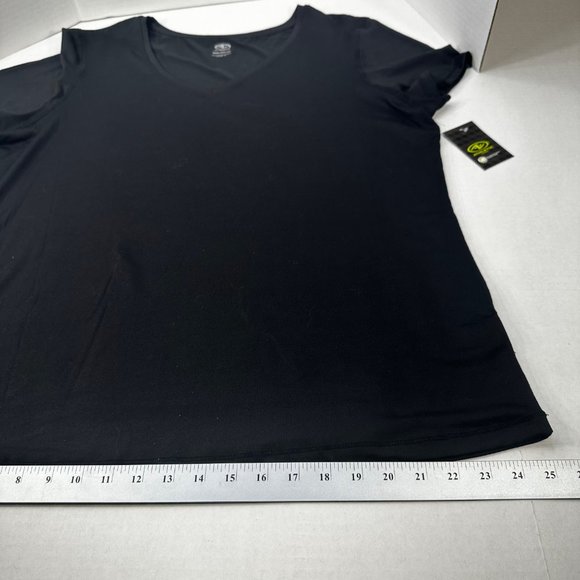 Athletic Works Women's Size XXXL 22 Tee Shirt Stretch V-Neck Short Sleeve Black - Picture 11 of 13
